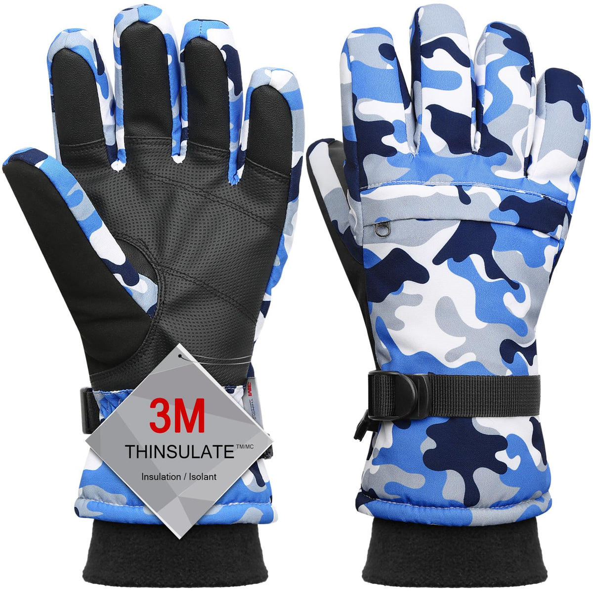 Ski Gloves,Snow Gloves Waterproof Winter Warm Cold Weather Touchscreen Gloves for Parent& Child Kids Skiing,Snowboarding