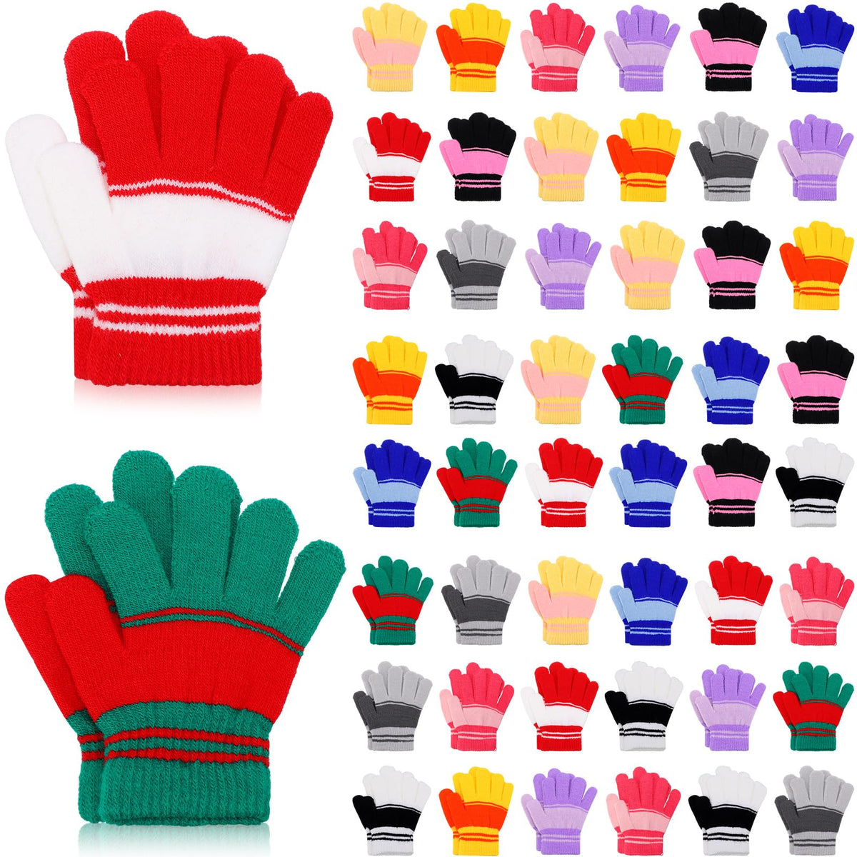 Handepo 50 Pairs Bulk Kids Gloves Winter