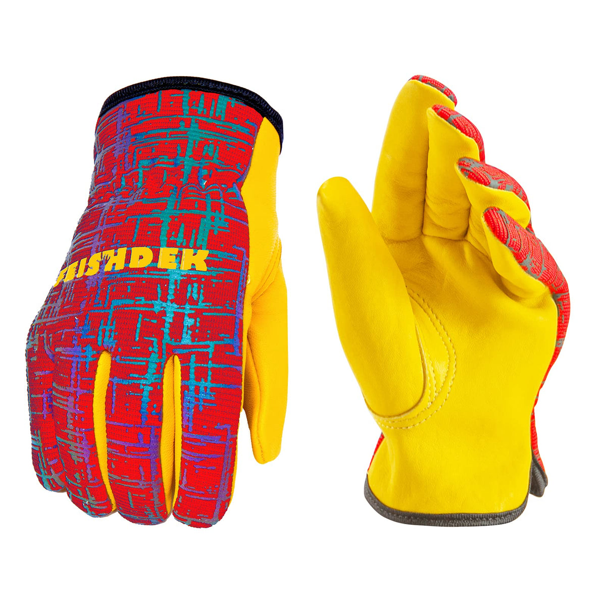 Kids Work Gloves Age 2-14, Soft Deerskin Suede Leather(Age 5-7, M)