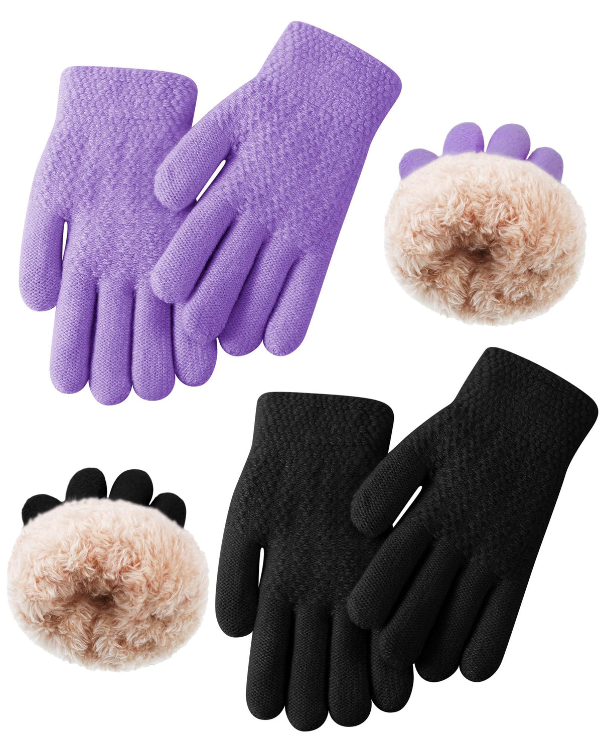 Chuarry 2 Pairs Kids Fleece Lined Gloves