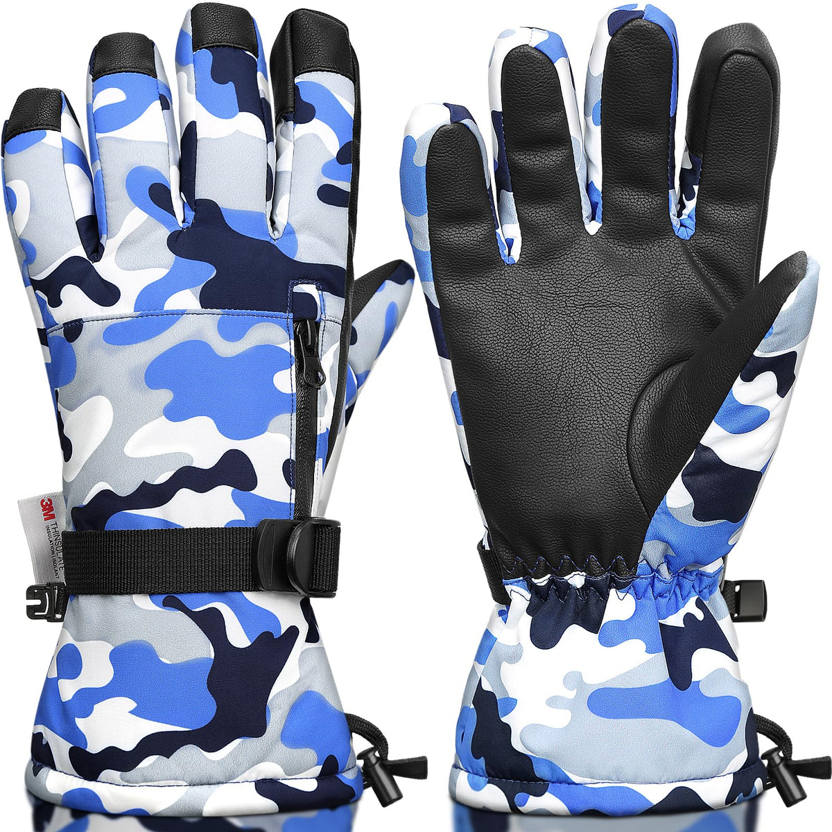 Ski Gloves,Snow Gloves Waterproof Winter Warm Cold Weather Touchscreen Gloves for Parent& Child Kids Skiing,Snowboarding