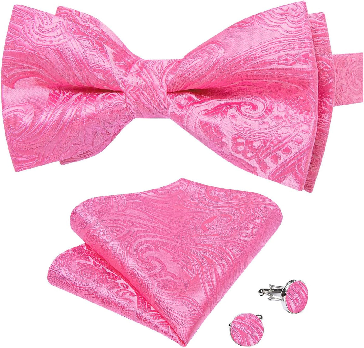 DiBanGu Silk Paisley Bow Tie for Men Formal Pre-tied Bowtie Set