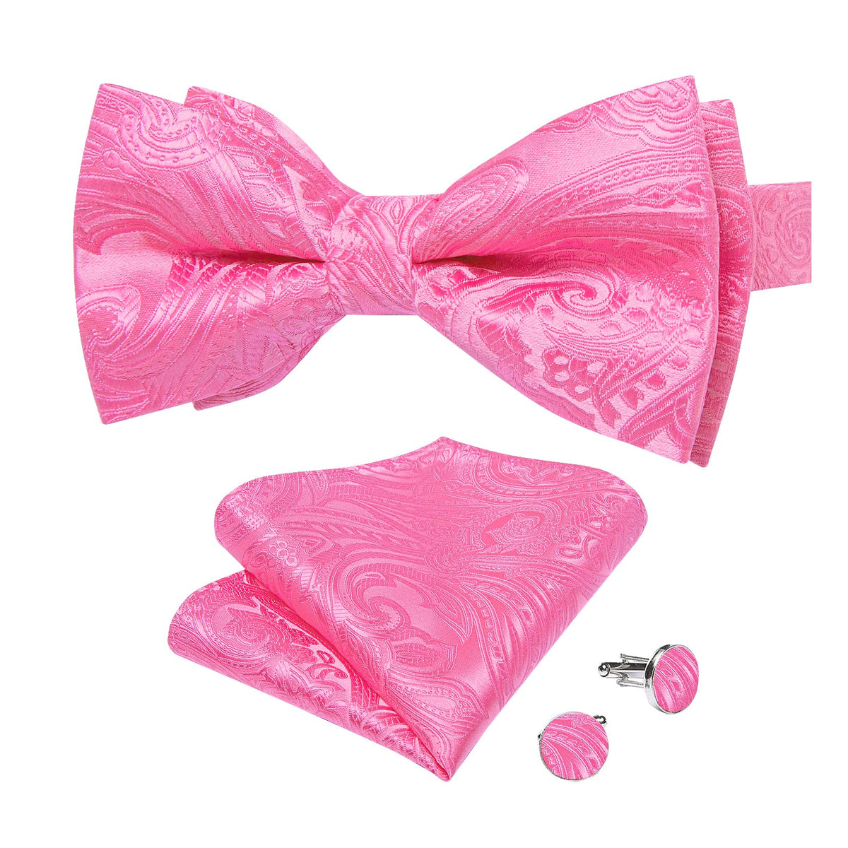DiBanGu Silk Paisley Bow Tie for Men Formal Pre-tied Bowtie Set