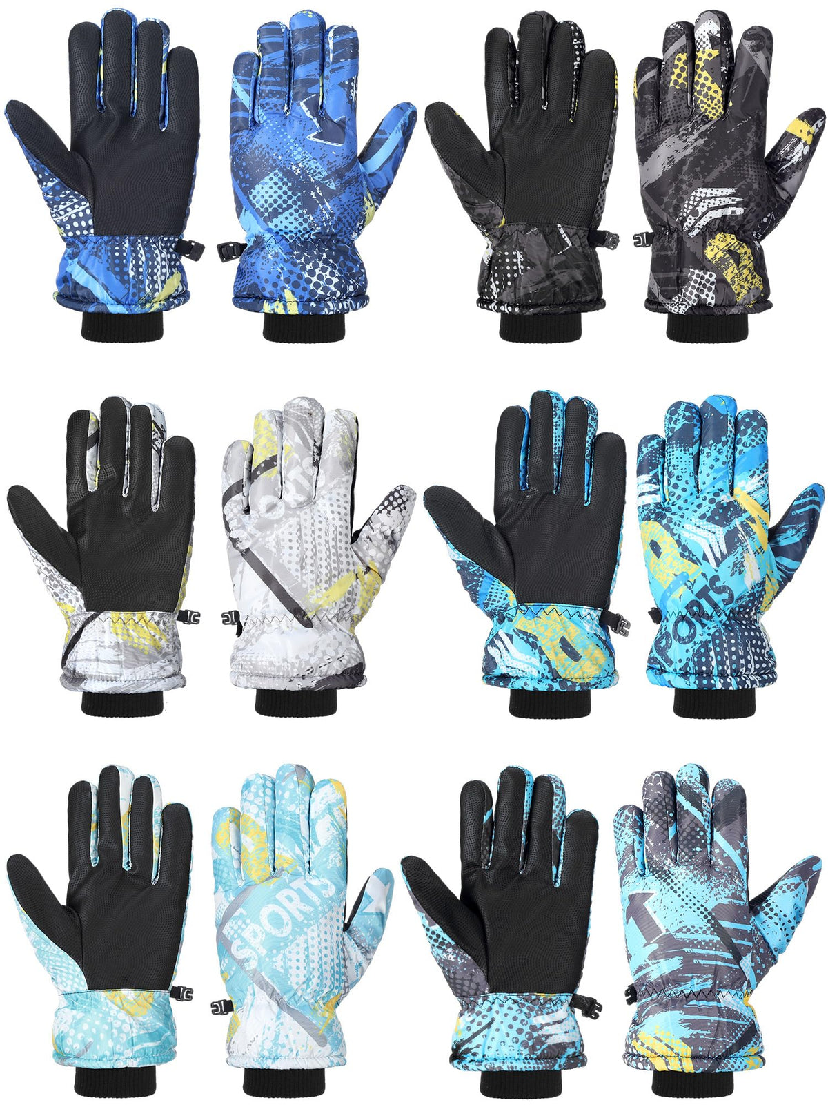 Bencailor 6 Pairs Kids Winter Snow Gloves