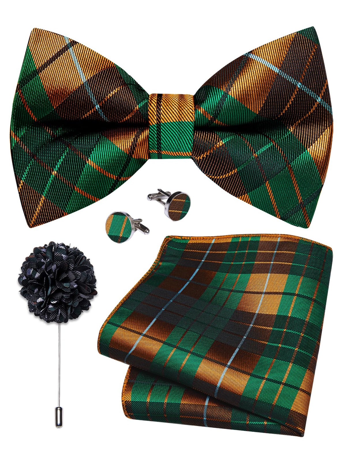 YourTies Silk Bow Ties for Men Pre-Tied Adjustable Paisley Bowtie Set