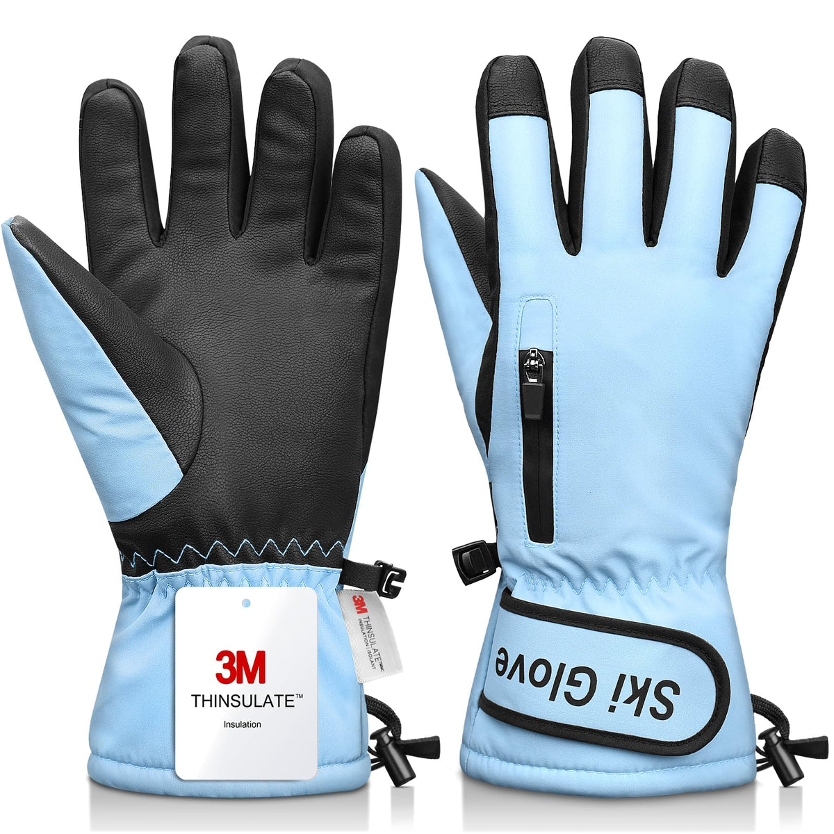 Ski Gloves,Snow Gloves Waterproof Winter Warm Cold Weather Touchscreen Gloves for Parent& Child Kids Skiing,Snowboarding