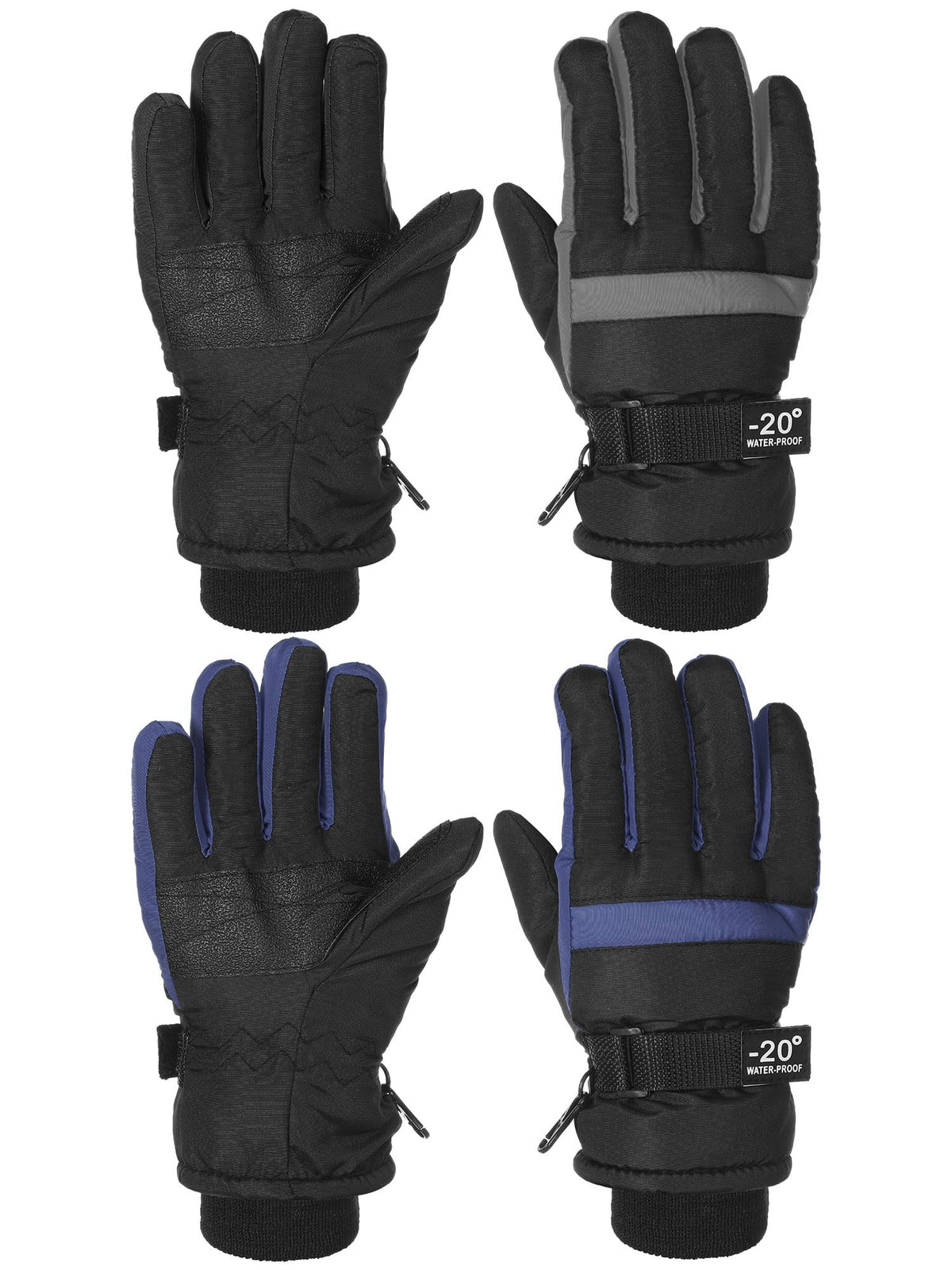 SATINIOR 2 Pair Kids Waterproof Winter Gloves