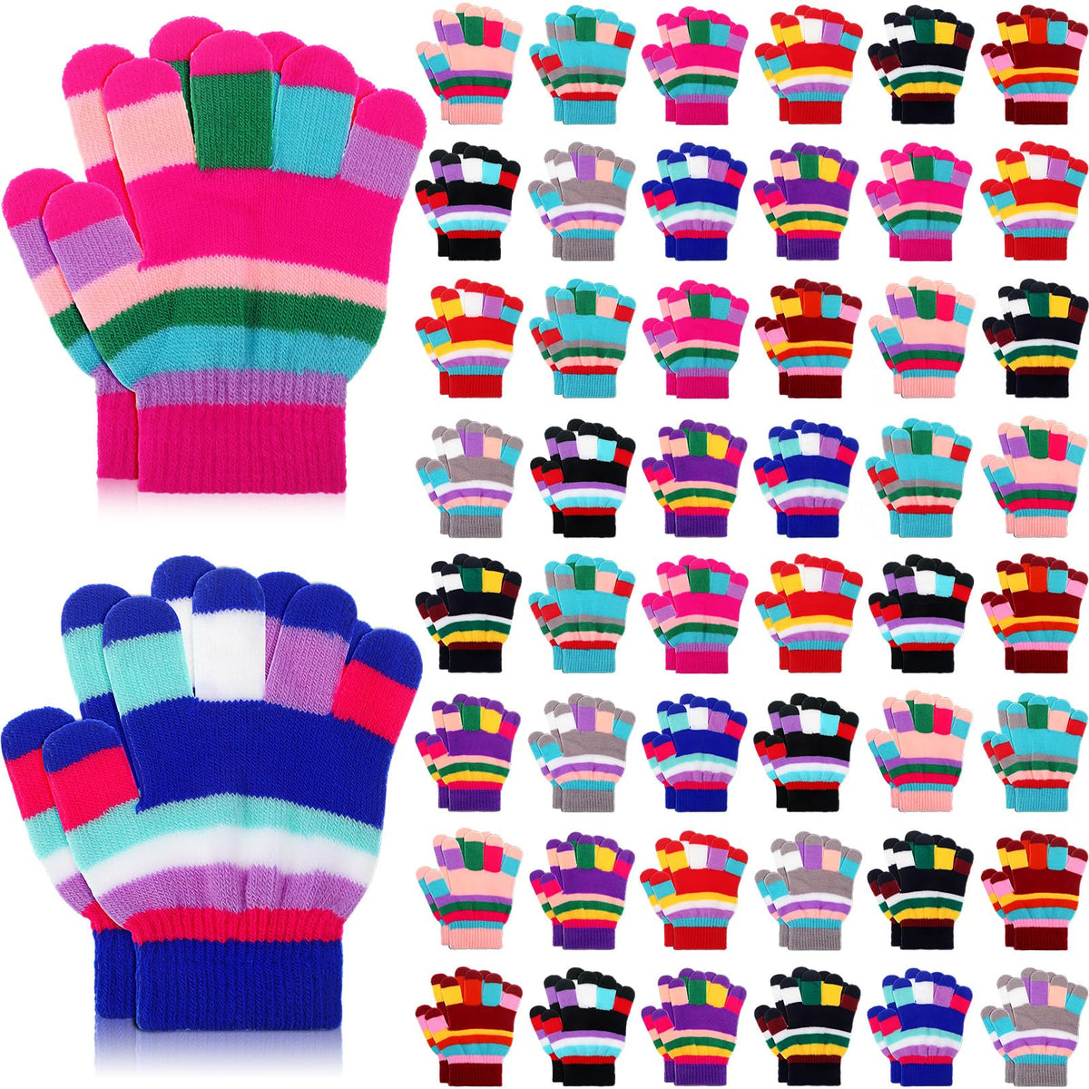 Handepo 50 Pairs Bulk Kids Gloves Winter