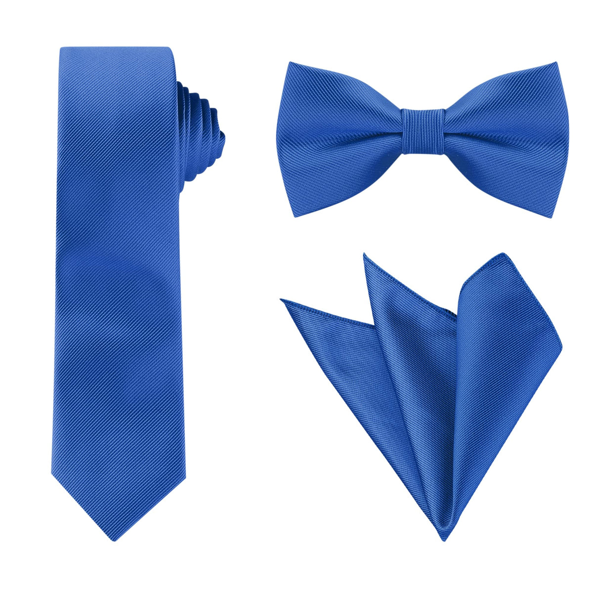 Allegra K Men Solid Color Satin Bowtie Necktie Set for Wedding Business