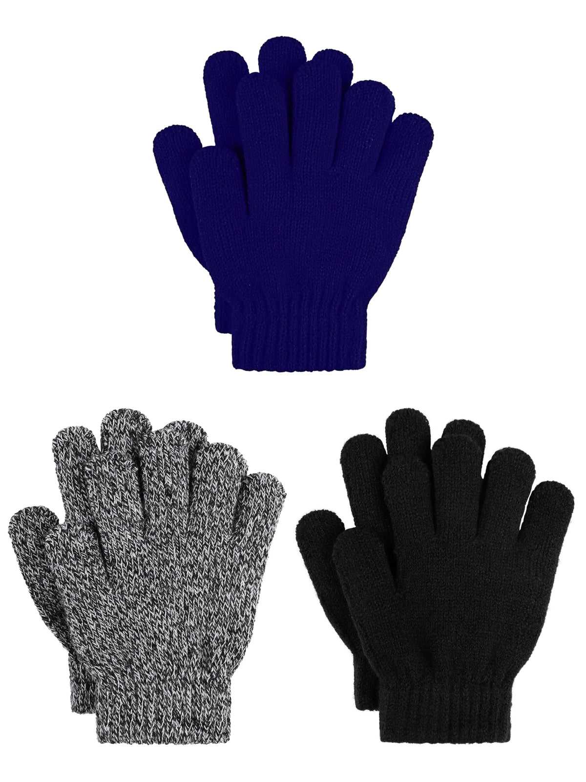 Cooraby 3 Pairs Kids Winter Gloves Thick Warm Toddler Gloves for Boys Girls