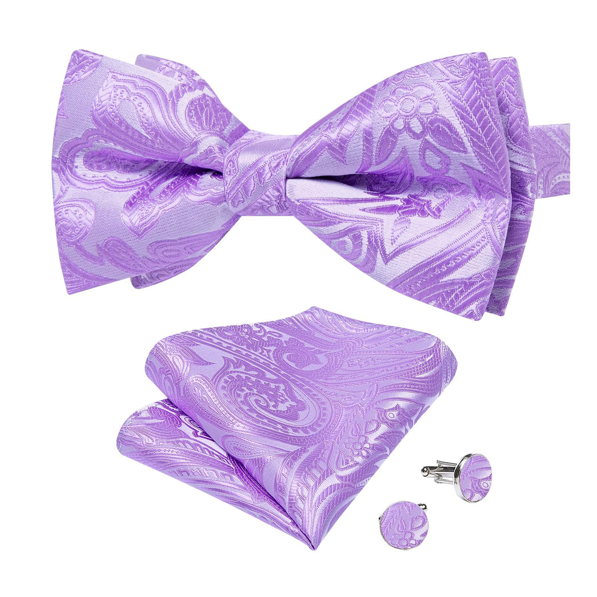 DiBanGu Silk Paisley Bow Tie for Men Formal Pre-tied Bowtie Set