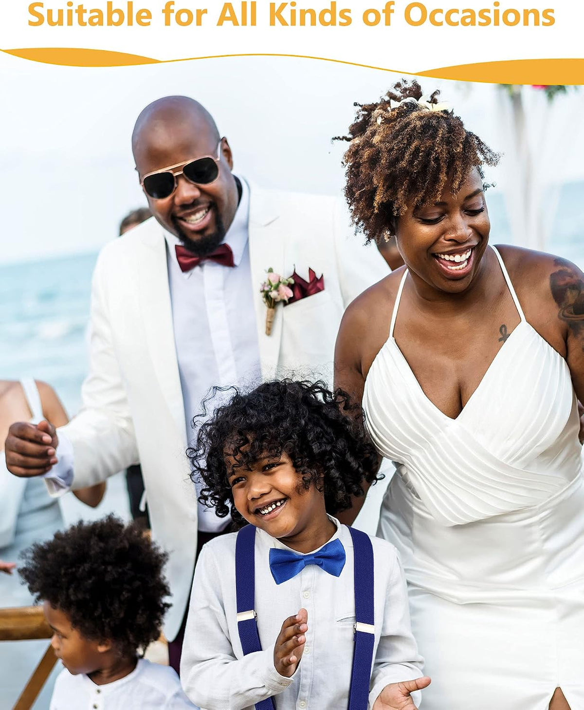SATINIOR 4 Set Kids Suspenders and Bow Tie Set for Boys Girl