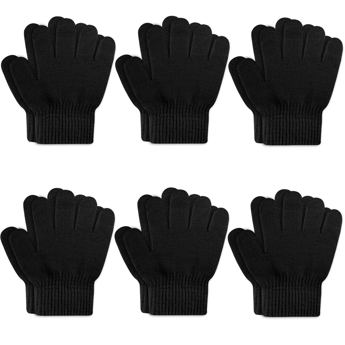 ONESING 3-24 Pairs Winter Knit Gloves for Kids - White Finger Gloves for Boys and Girls
