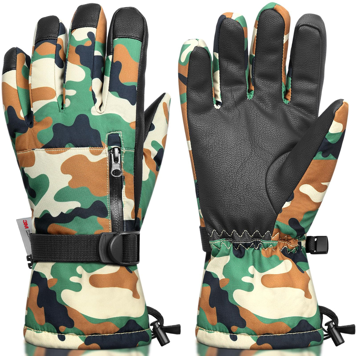 Ski Gloves,Snow Gloves Waterproof Winter Warm Cold Weather Touchscreen Gloves for Parent& Child Kids Skiing,Snowboarding