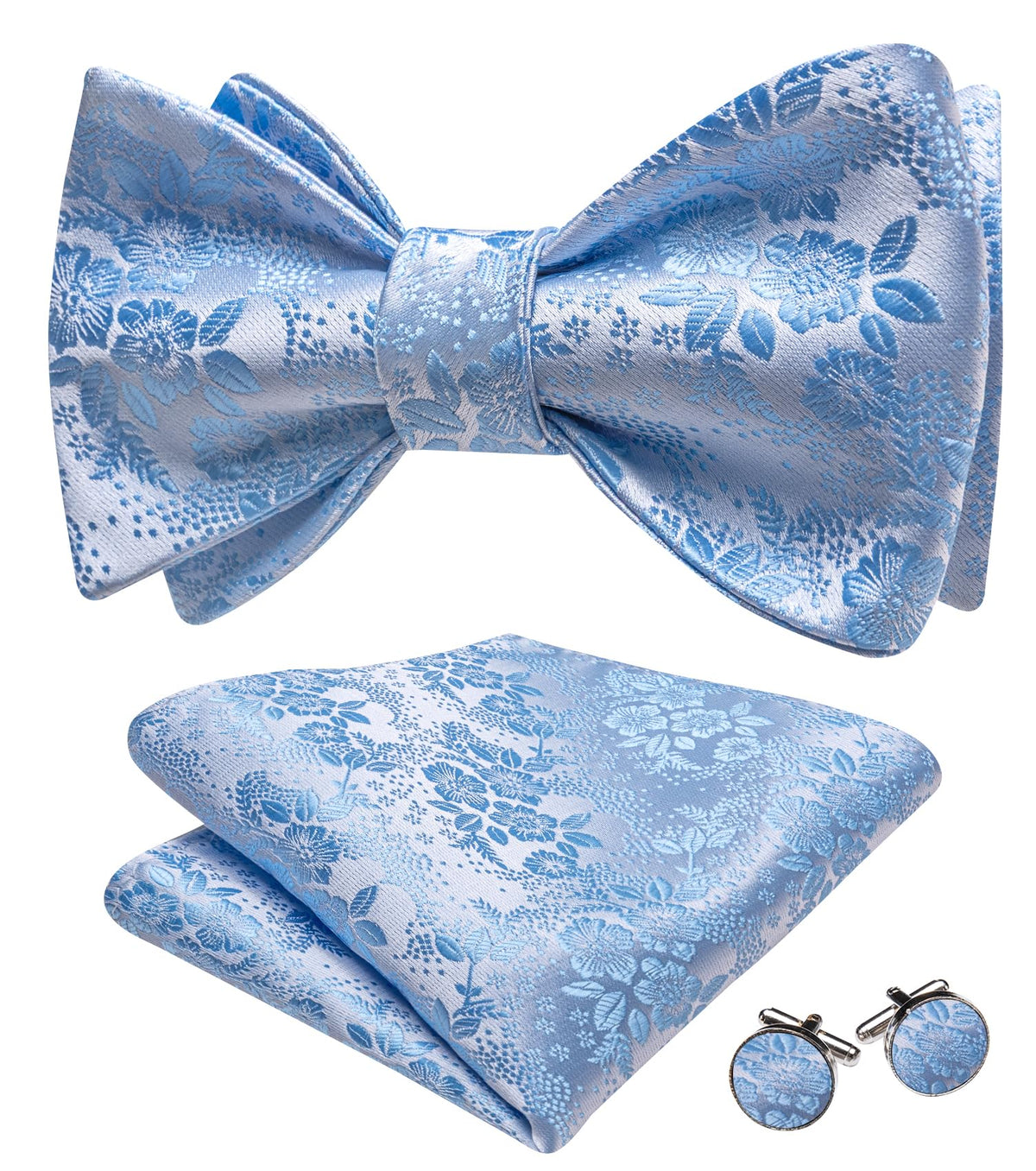 YOHOWA Bow Ties for Men Paisley Self Tie Bowtie Pocket Square Cufflinks Set