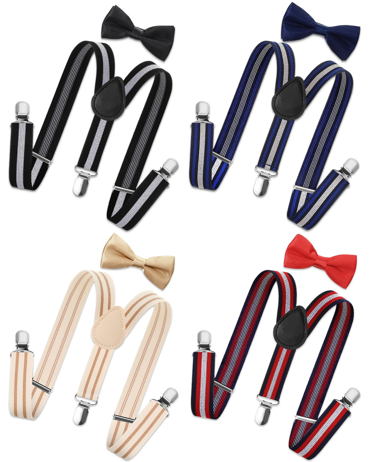 SATINIOR 4 Set Kids Suspenders and Bow Tie Set for Boys Girl