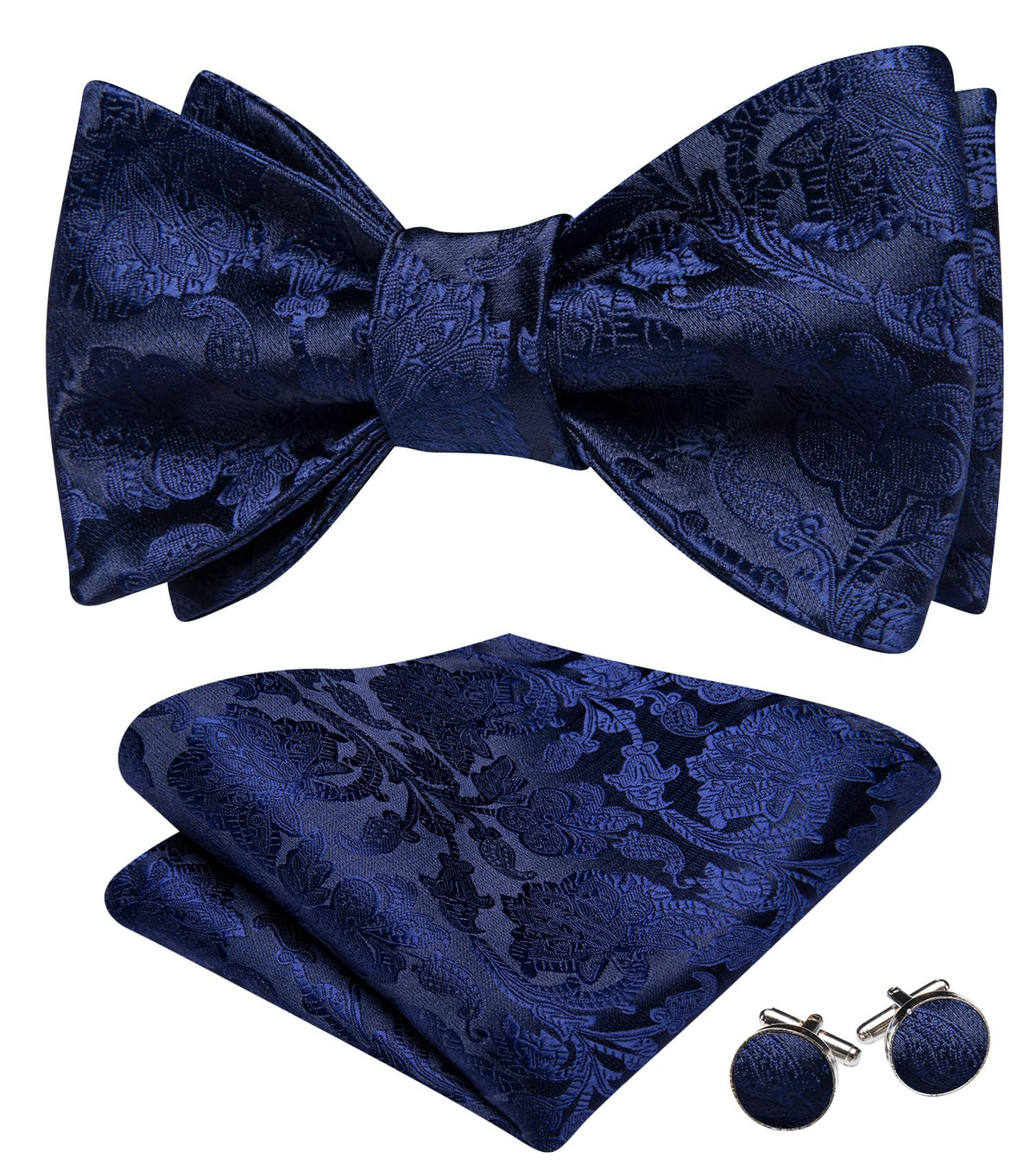 YOHOWA Bow Ties for Men Paisley Self Tie Bowtie Pocket Square Cufflinks Set