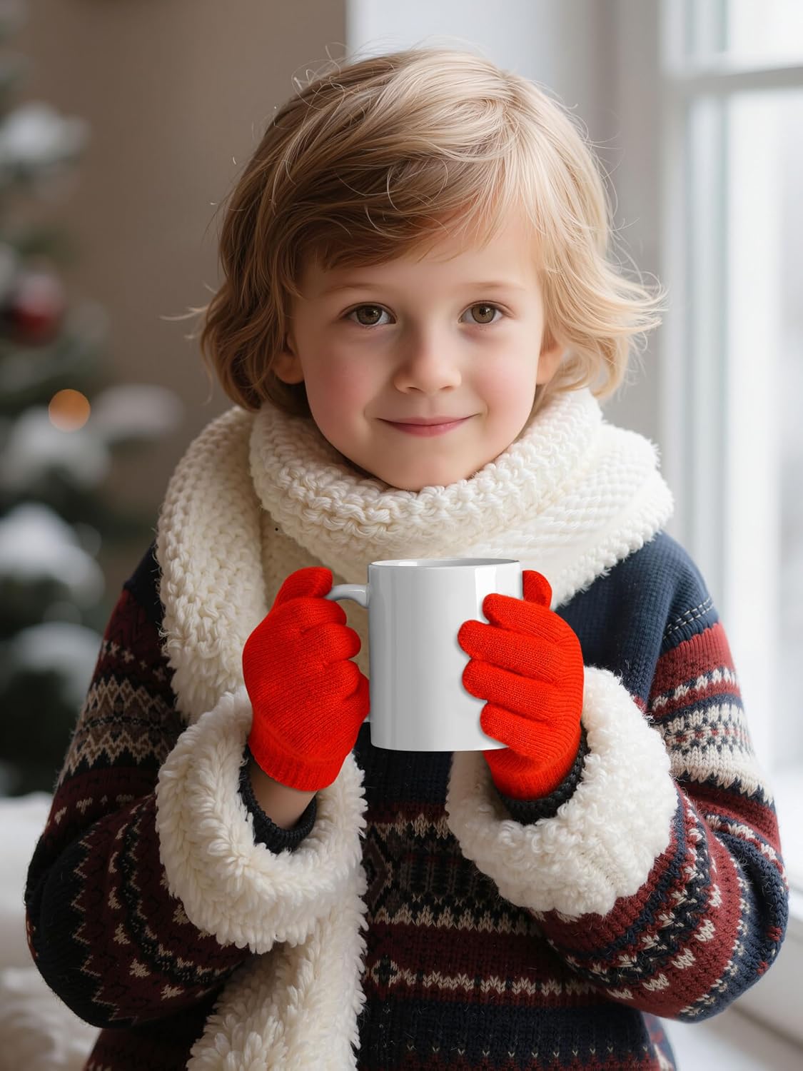Cooraby 12 Pairs Kid's Winter Magic Gloves Children Stretchy Warm Magic Gloves Boys or Girls Knit Gloves for 6-12 Years