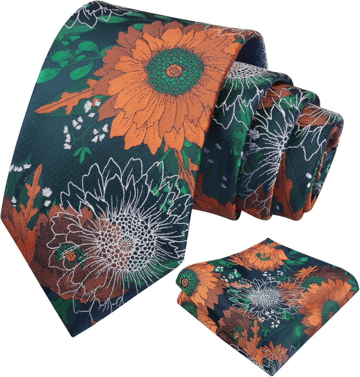 Alizeal Mens Large Chrysanthemum Bloom Floral Tie Set