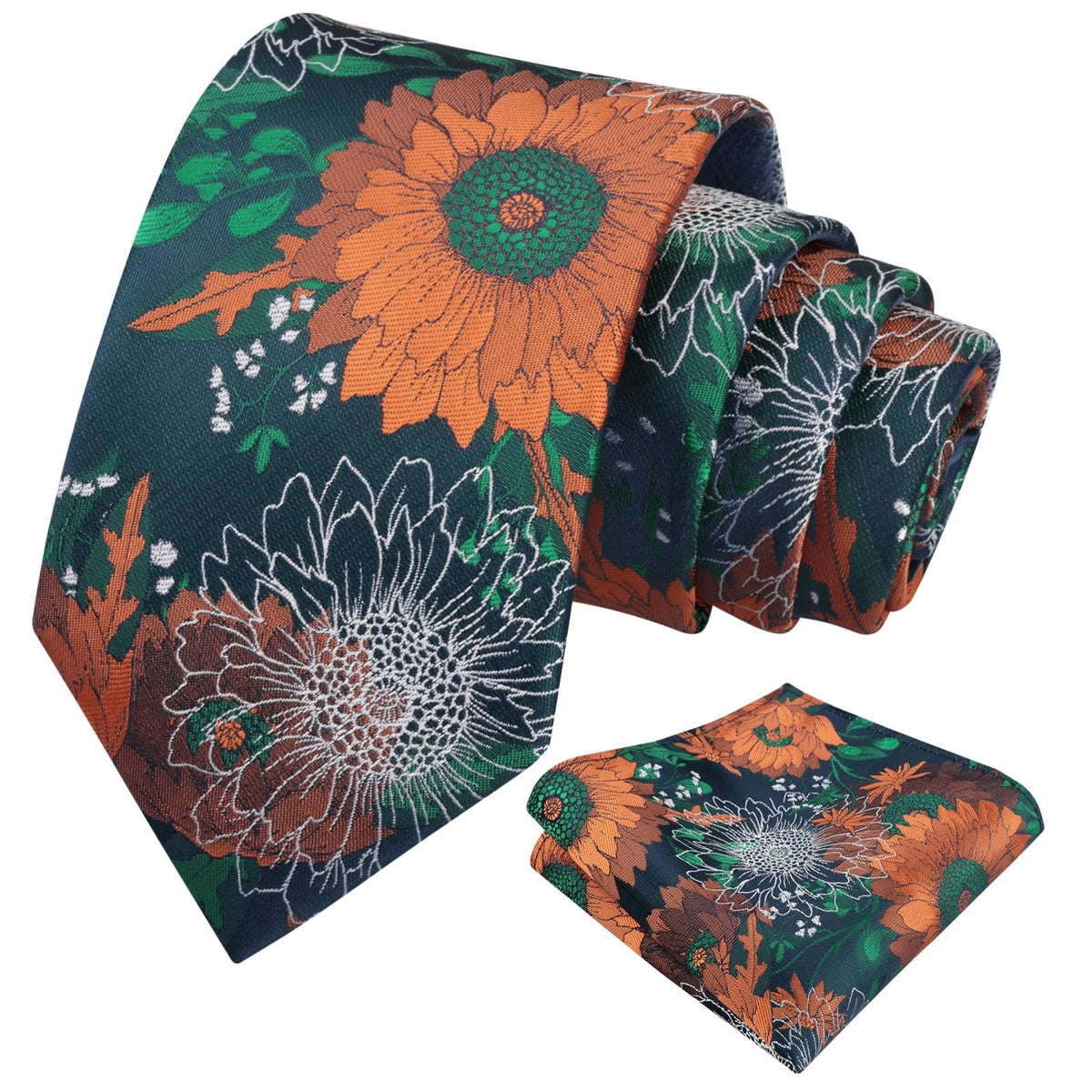 Alizeal Mens Large Chrysanthemum Bloom Floral Tie Set