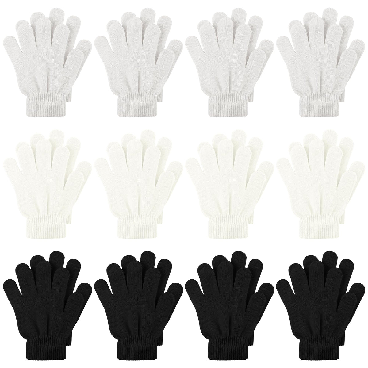 Cooraby 12 Pairs Kid's Winter Magic Gloves Children Stretchy Warm Magic Gloves Boys or Girls Knit Gloves for 6-12 Years