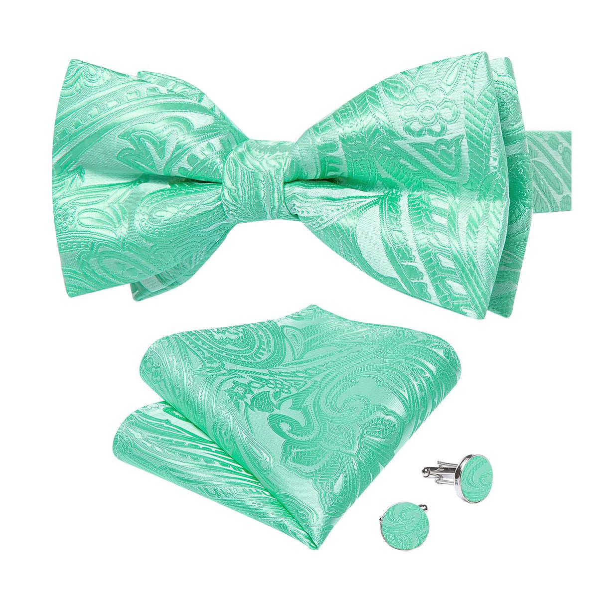 DiBanGu Silk Paisley Bow Tie for Men Formal Pre-tied Bowtie Set