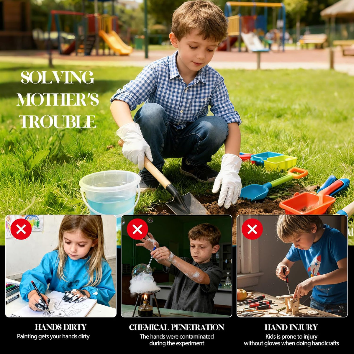 Kids Disposable Gloves, 5-Mil Safe White Nitrile, Small, 50Ct
