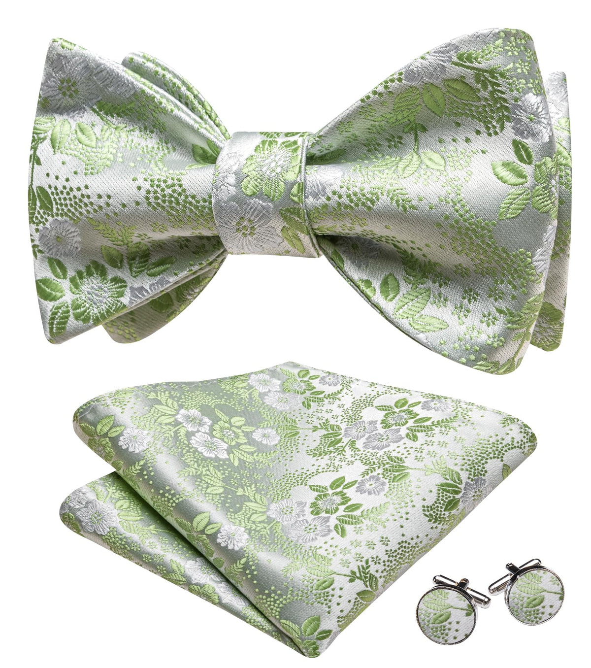 YOHOWA Bow Ties for Men Paisley Self Tie Bowtie Pocket Square Cufflinks Set