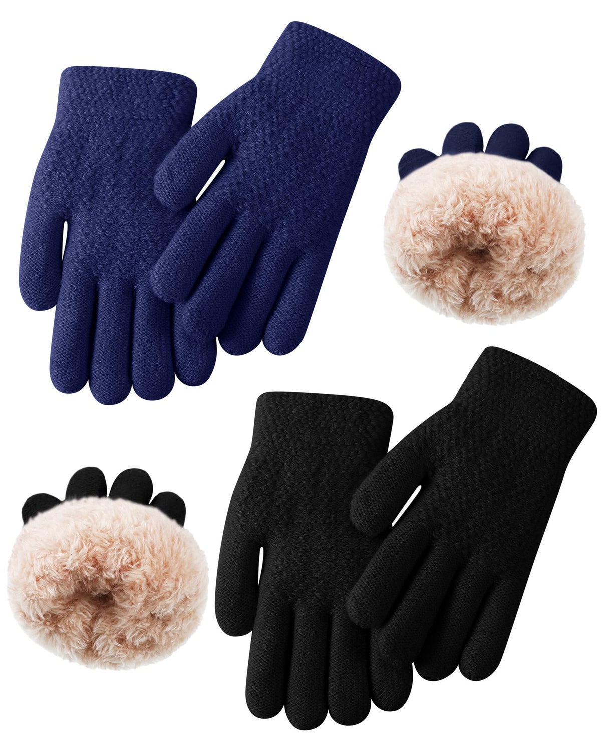 Chuarry 2 Pairs Kids Fleece Lined Gloves