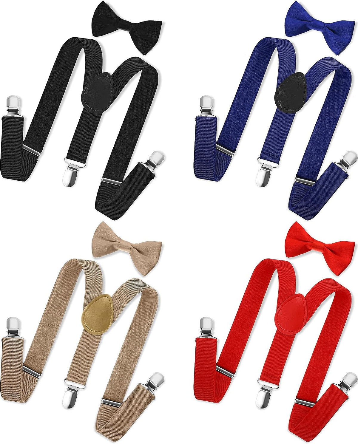SATINIOR 4 Set Kids Suspenders and Bow Tie Set for Boys Girl