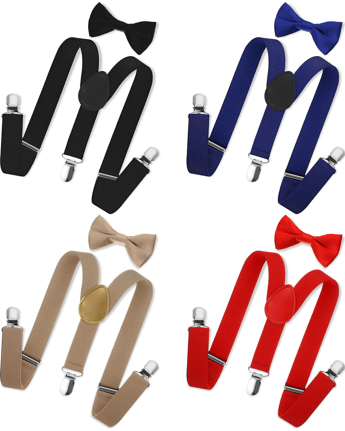 SATINIOR 4 Set Kids Suspenders and Bow Tie Set for Boys Girl