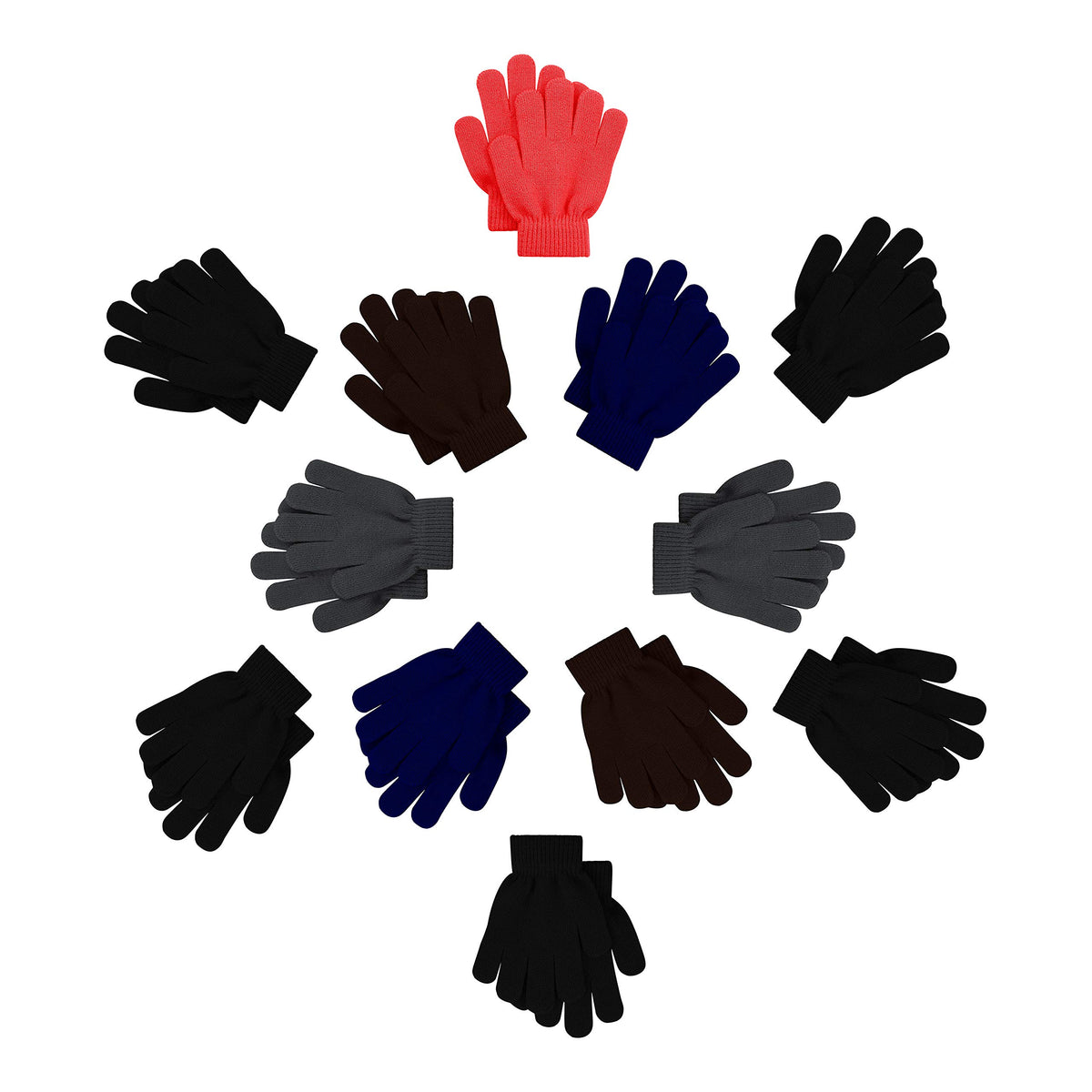 12 Pairs Kids Winter Gloves, Children Bulk Pack Fun Colorful Cute Magic Glove for Boys & Girls