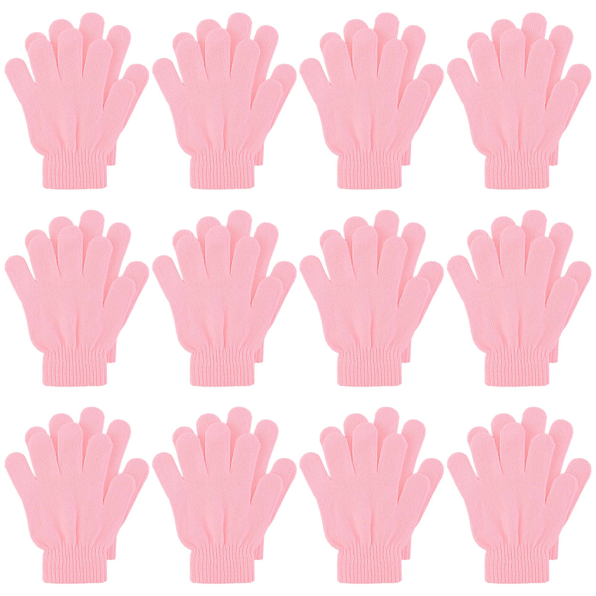 Cooraby 12 Pairs Kid's Winter Magic Gloves Children Stretchy Warm Magic Gloves Boys or Girls Knit Gloves for 6-12 Years