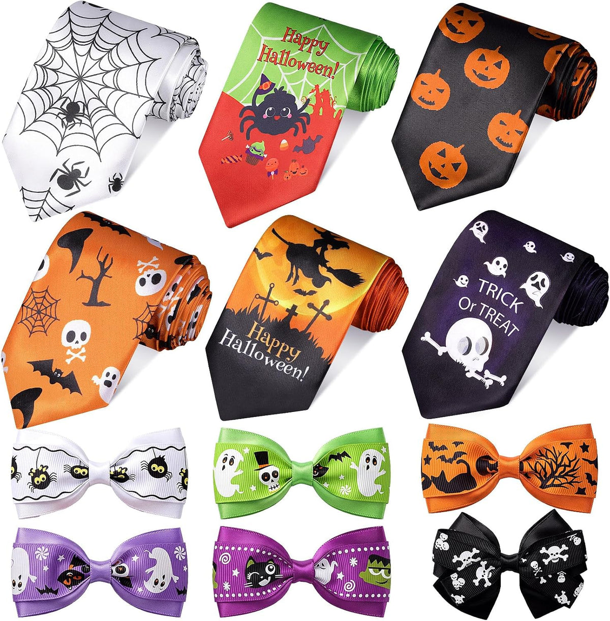 SATINIOR Halloween Ties for Men Necktie Clip-on Bow Tie