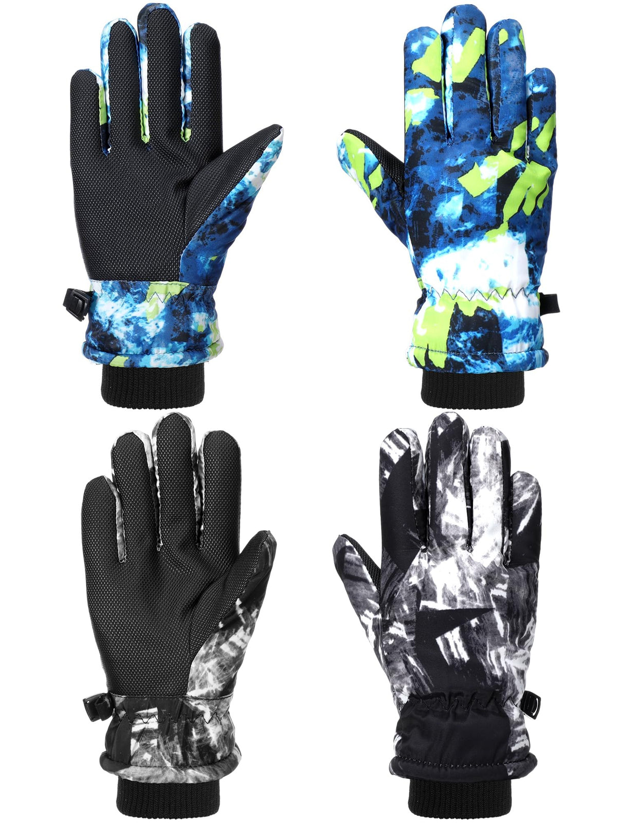 Honoson 2 Pairs Kids Waterproof Winter Snow Gloves