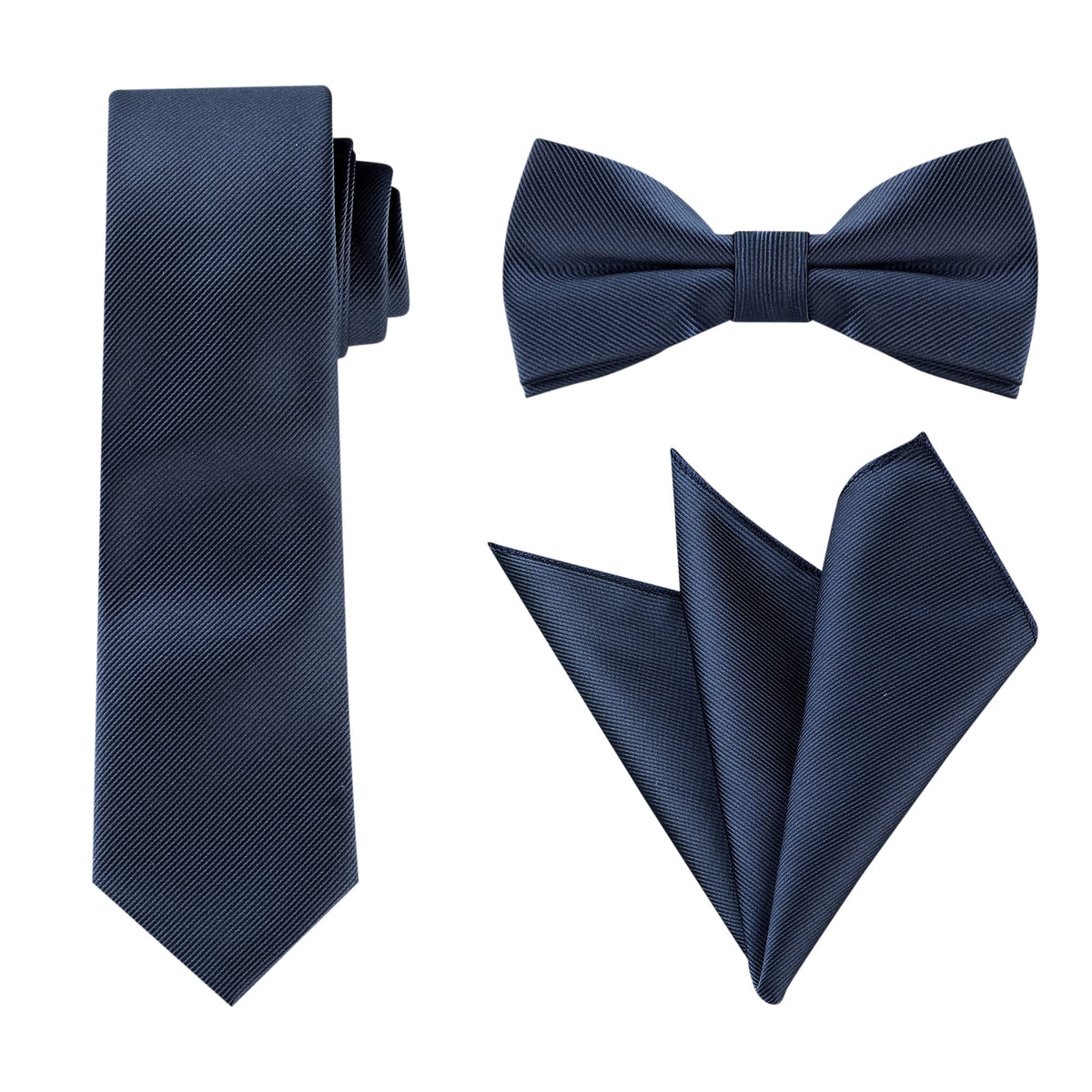 Allegra K Men Solid Color Satin Bowtie Necktie Set for Wedding Business
