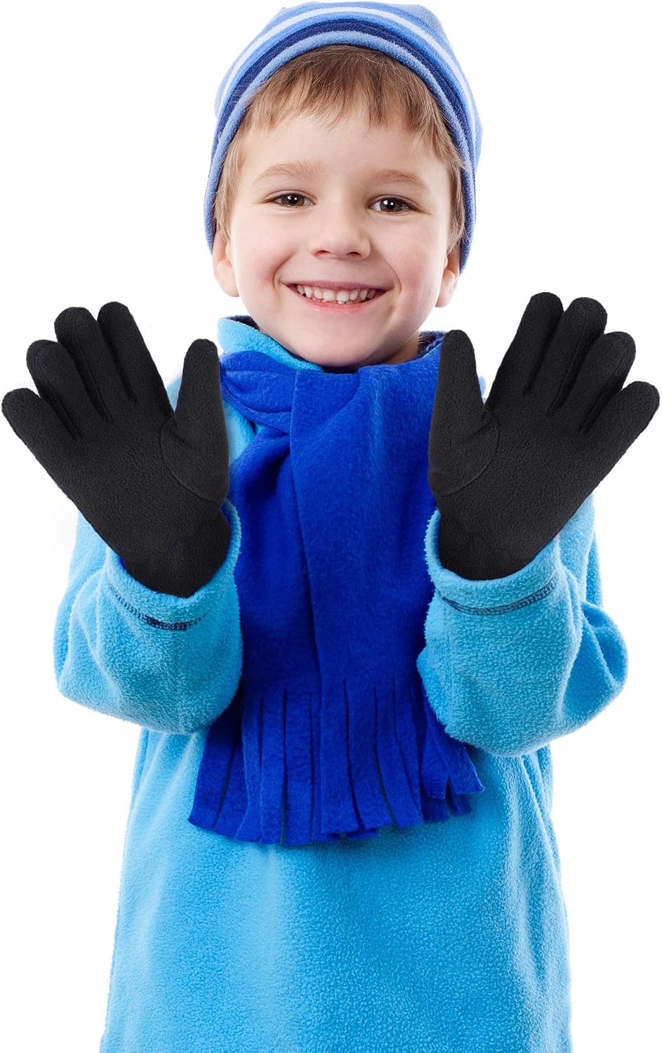 SATINIOR 3Pairs Winter Gloves for Kids, Soft Snow Fleece Glove, 5-12 Year