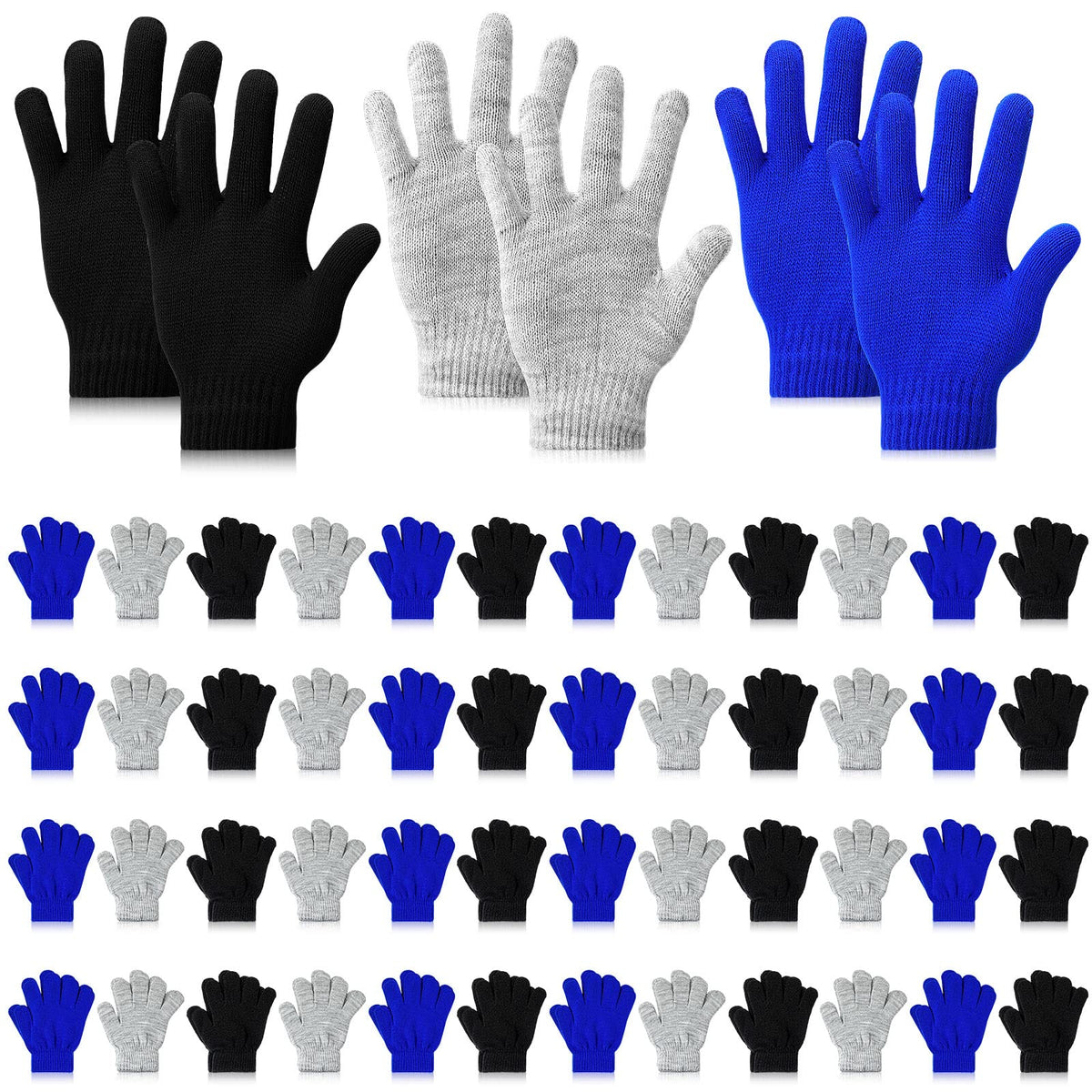 Handepo 50 Pairs Bulk Kids Gloves Winter