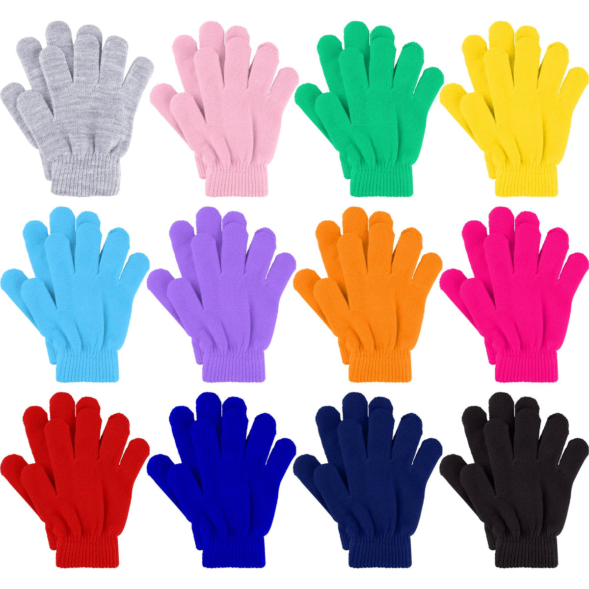 Glooarm 12 Pairs Kids Gloves Winter Toddler Full Finger Knit Gloves Bulk