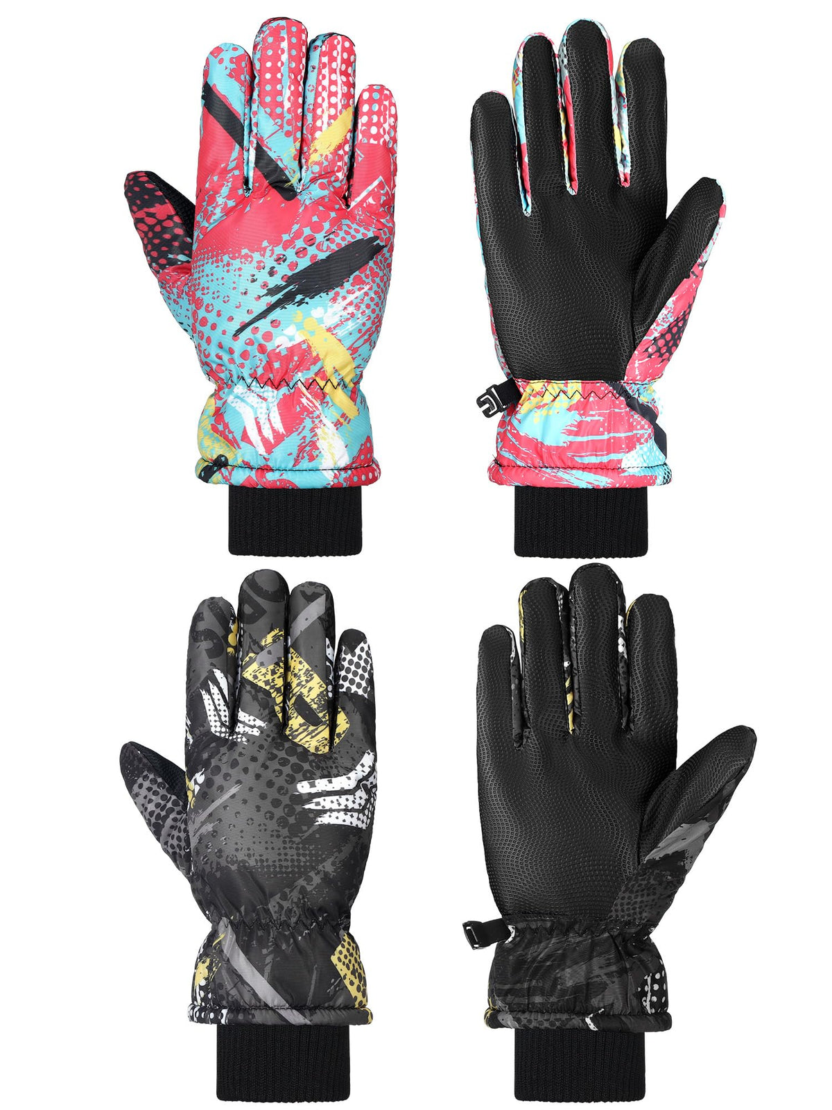 SATINIOR 2 Pair Kids Waterproof Winter Gloves