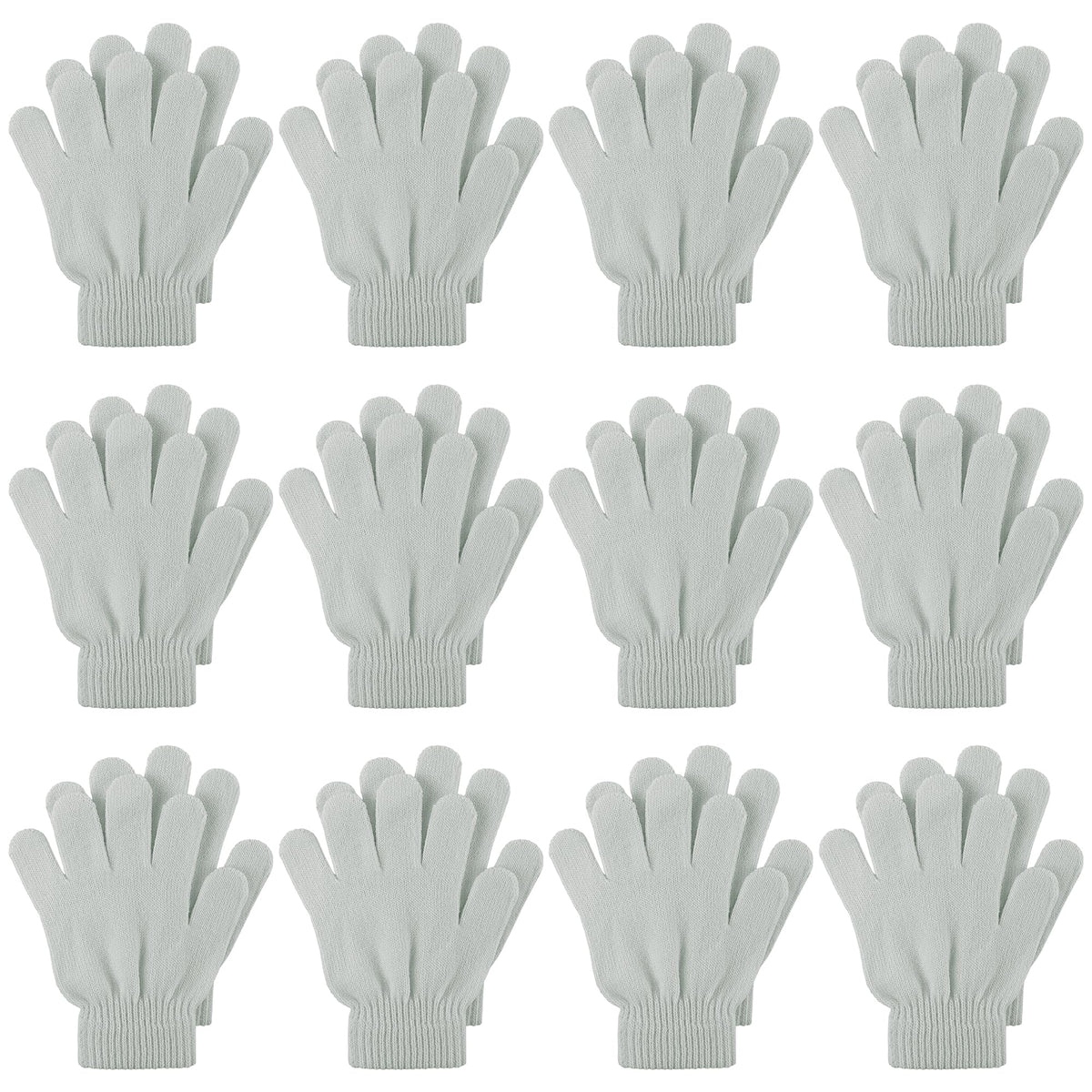 Cooraby 12 Pairs Kid's Winter Magic Gloves Children Stretchy Warm Magic Gloves Boys or Girls Knit Gloves for 6-12 Years