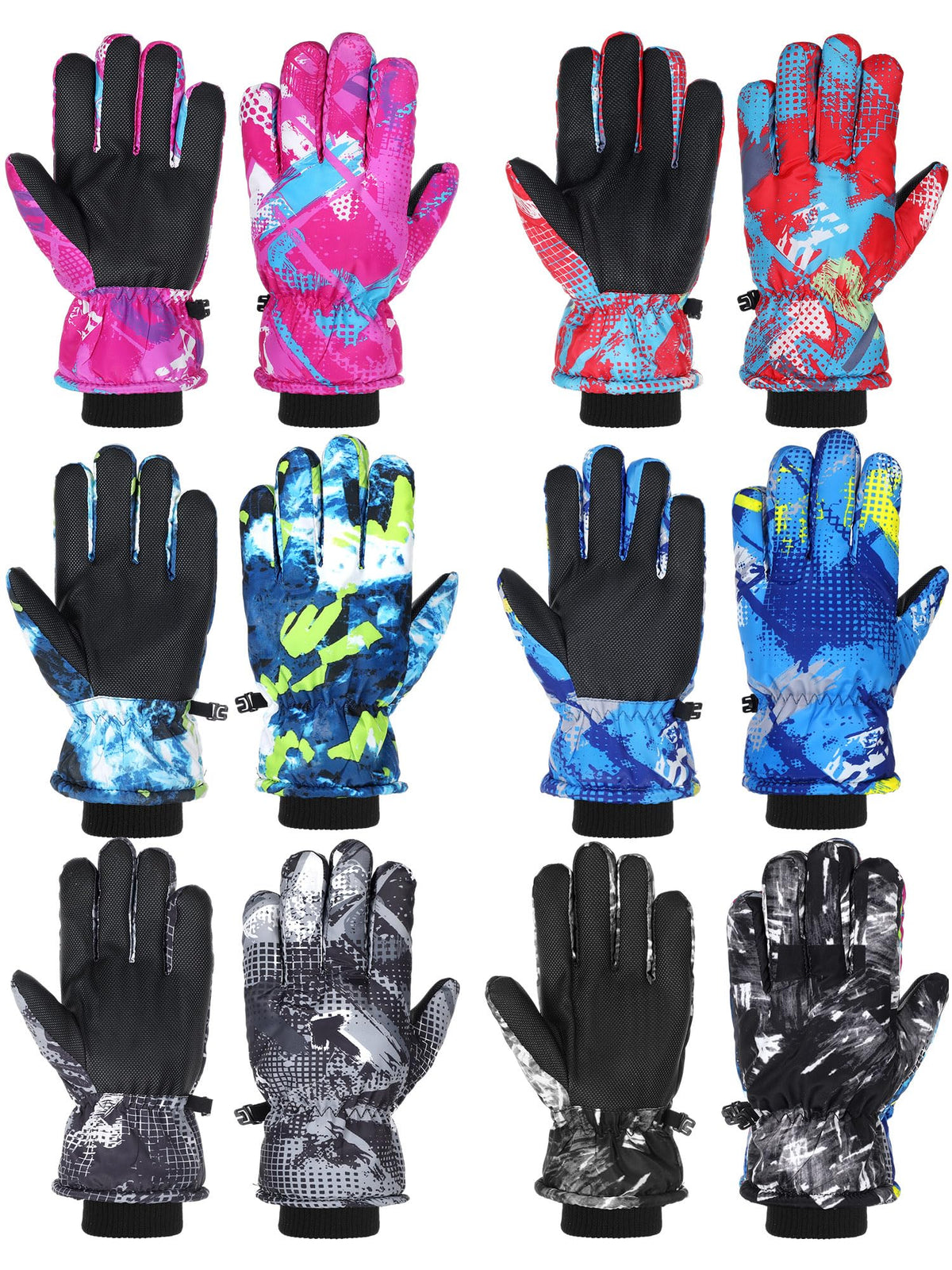 Bencailor 6 Pairs Kids Winter Snow Gloves