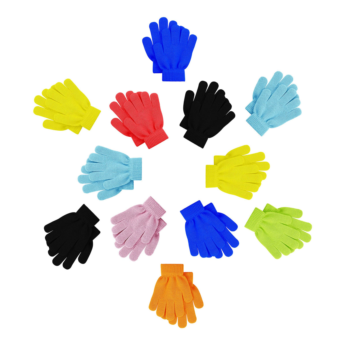 12 Pairs Kids Winter Gloves, Children Bulk Pack Fun Colorful Cute Magic Glove for Boys & Girls