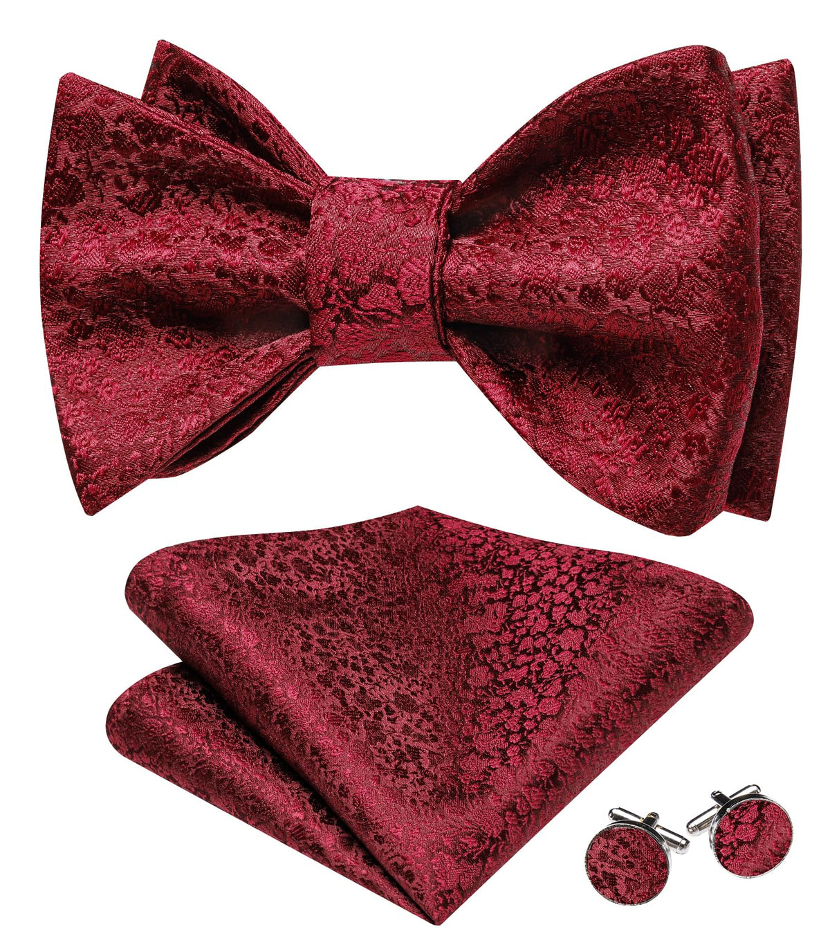 YOHOWA Bow Ties for Men Paisley Self Tie Bowtie Pocket Square Cufflinks Set