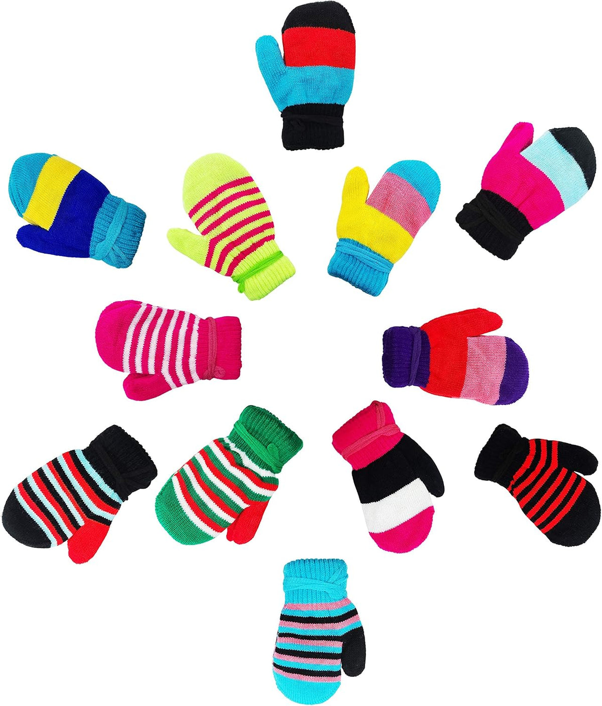 12 Pairs Kids Winter Gloves, Children Bulk Pack Fun Colorful Cute Magic Glove for Boys & Girls