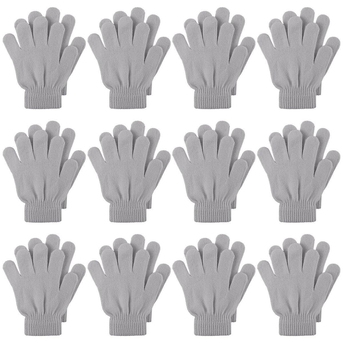 Cooraby 12 Pairs Kid's Winter Magic Gloves Children Stretchy Warm Magic Gloves Boys or Girls Knit Gloves for 6-12 Years