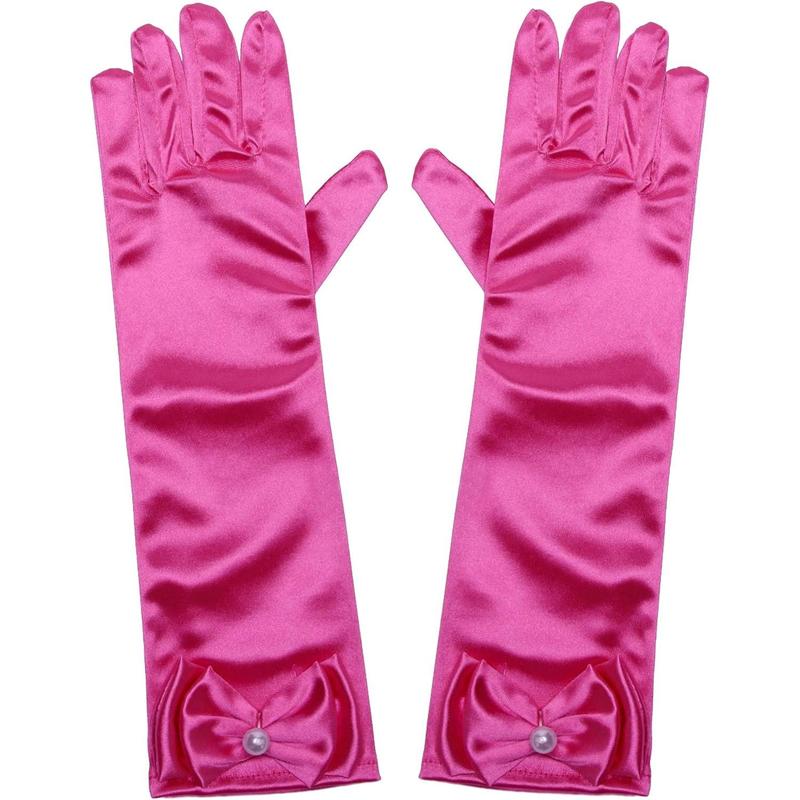 P-HBL03 Little Girls Princess Gloves(Solid Color Long Elbow Length) For Birthday,Wedding,Holiday,Costume Party