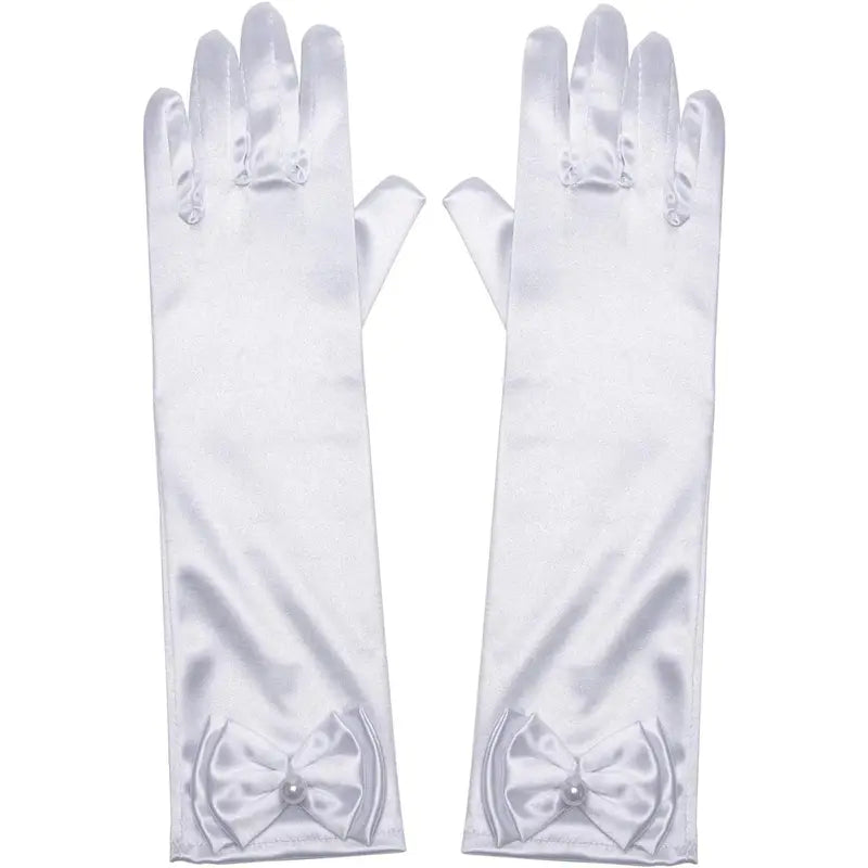 P-HBL03 Little Girls Princess Gloves(Solid Color Long Elbow Length) For Birthday,Wedding,Holiday,Costume Party