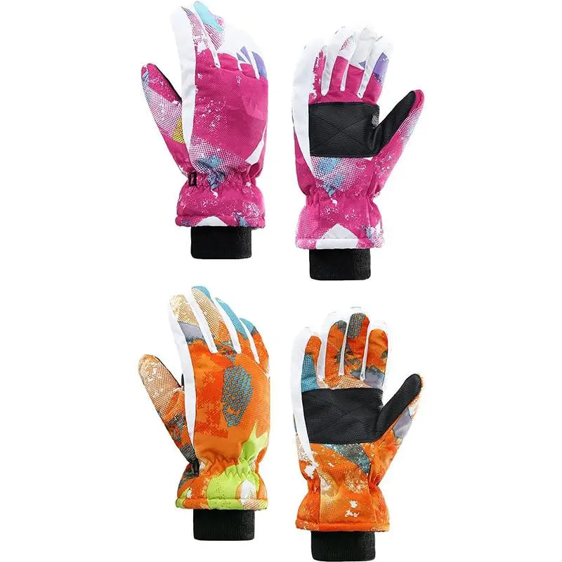 Kids' Athletic 2-Piece Ski Gloves & Socks Set - Waterproof, Warm, Windproof Sport Mittens for Boys & Girls, One Size Fits, Polyester, Winter Sports Outdoor Use (Set Includes Gloves)