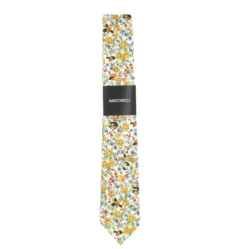 Daisy Floral necktie made from 100% cotton, modern style, perfect for weddings